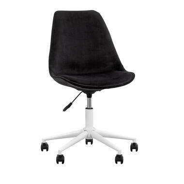 Bureaustoel Senja - velvet - zwart - wit metaal - Leen Bakker