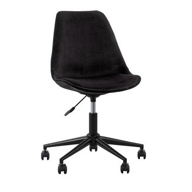 Bureaustoel Senja - velvet - zwart - zwart metaal - Leen Bakker