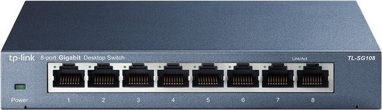TP-Link TL-SG108 8-Port 10/100/1000Mbps Desktop Switch Switch Zwart
