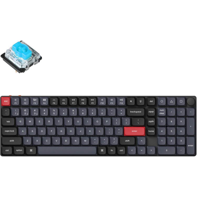 Keychron K17P-H2 HS RGB Blue Switch toetsenbord 96%, RGB leds, hot swap, Low-profile double-shot PBT, Bluetooth 5.1, Knob