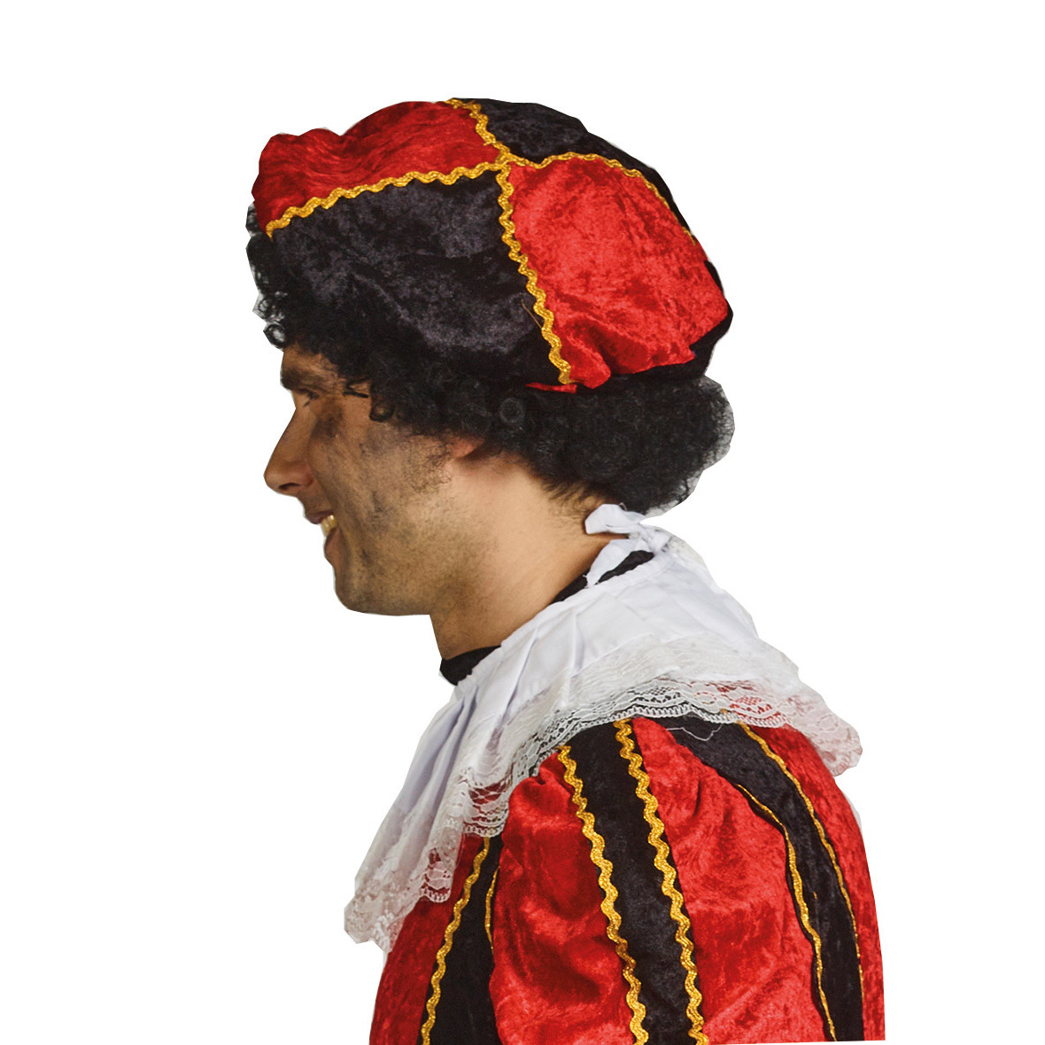 Pieten verkleed baret/muts/pet - rood/zwart - voor volwassenen -