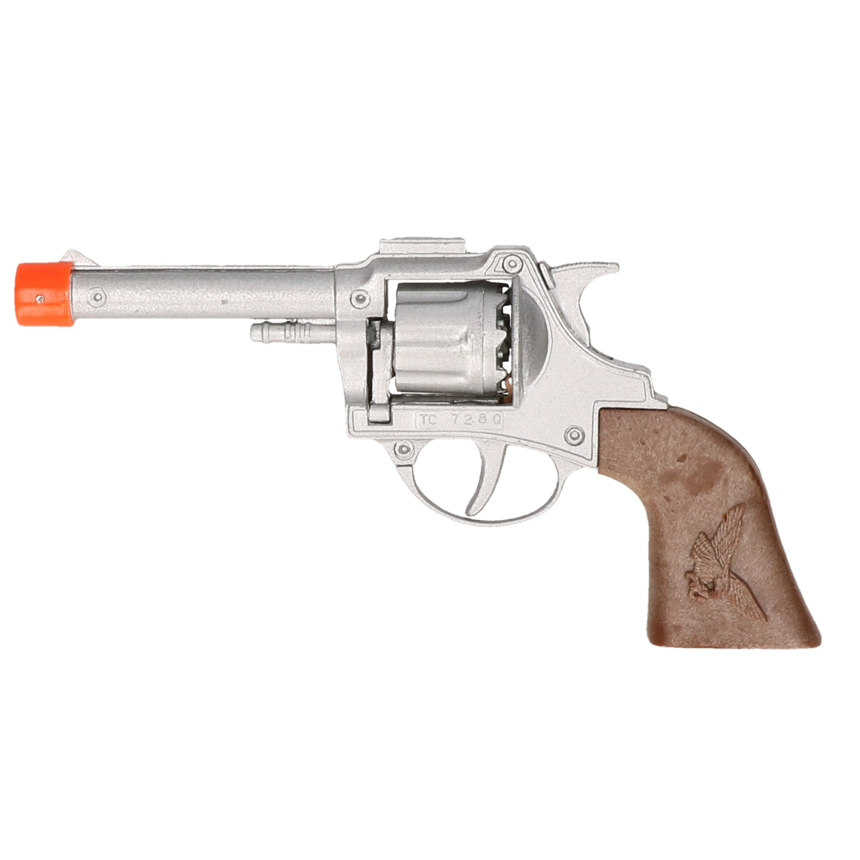 Cowboy/politie speelgoed revolver/pistool metaal 8 schots plaffertjes -