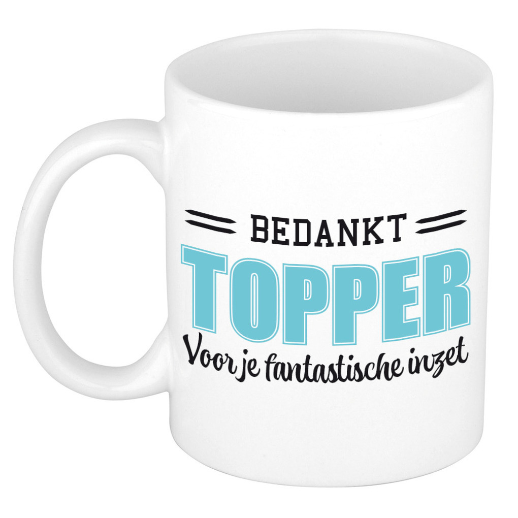 Cadeau koffiemok voor collega/werknemer - bedankt topper - afscheidscadeau - pensioen kado -