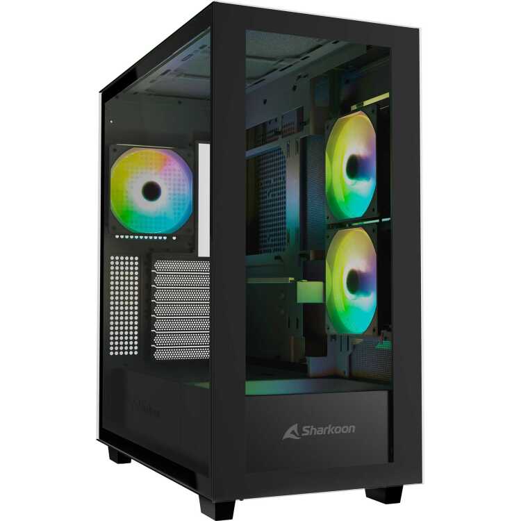Sharkoon Rebel C60 RGB tower behuizing 2x USB-A | 1x USB-C | RGB | Tempered Glass