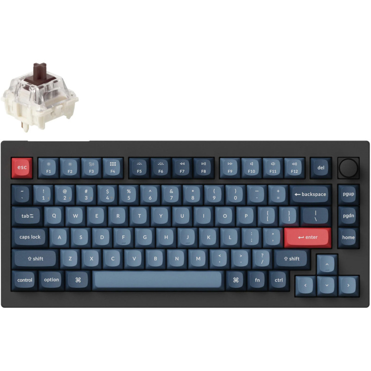 Keychron V1 Max-D3 toetsenbord RGB leds, 75%, Double-shot PBT, hot swap, 2.4 GHz | Bluetooth | USB-C, Knob
