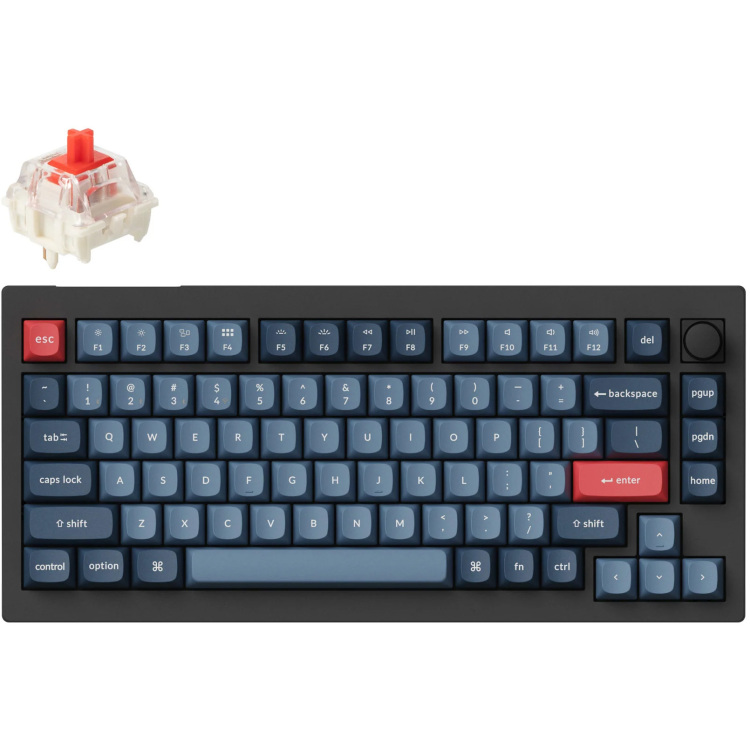 Keychron V1 Max-D1 toetsenbord RGB leds, 75%, Double-shot PBT, hot swap, 2.4 GHz | Bluetooth | USB-C, Knob