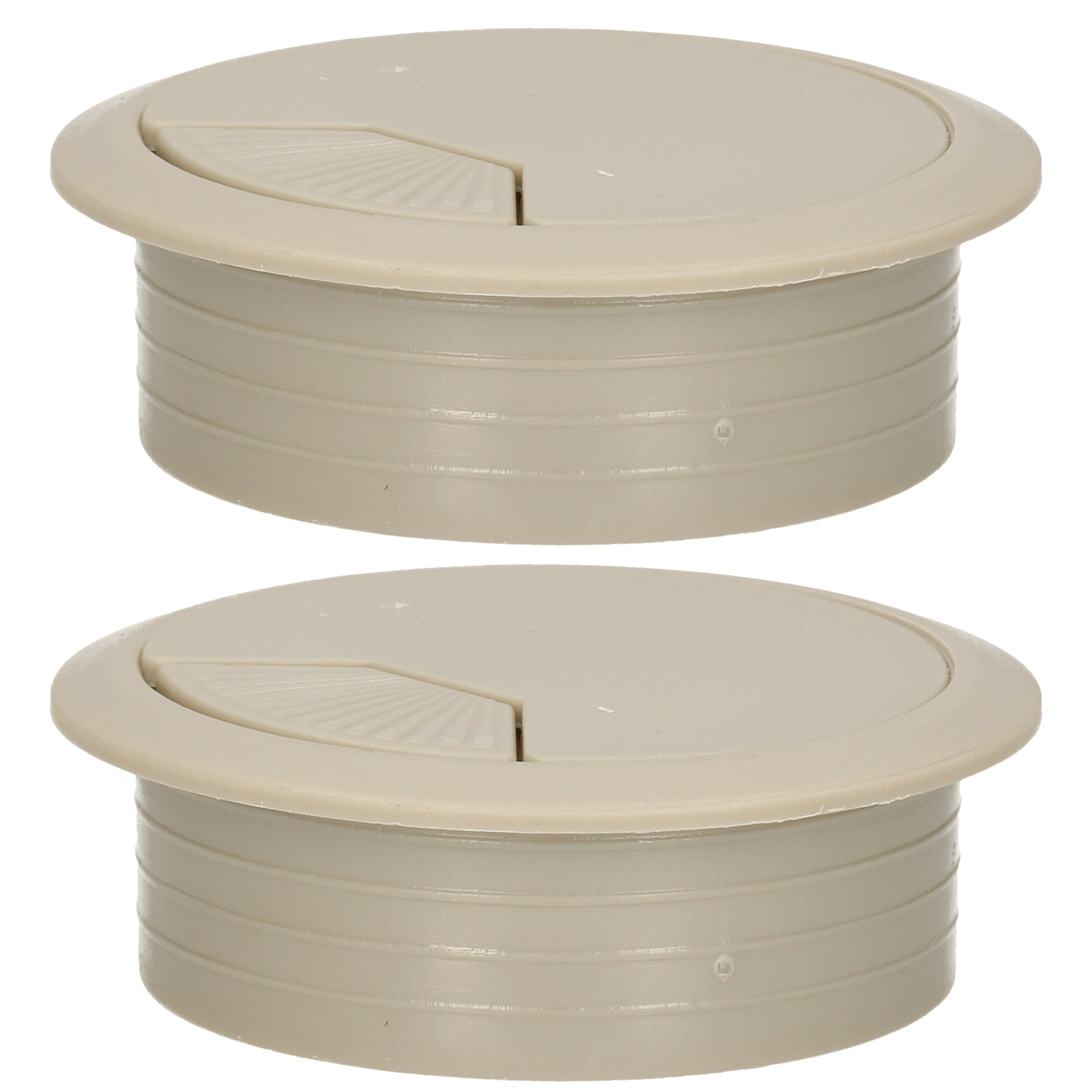 AMIG Kabeldoorvoer - 2x - kunststof dop met opening - Dia 60 mm x H20 mm - grijs -