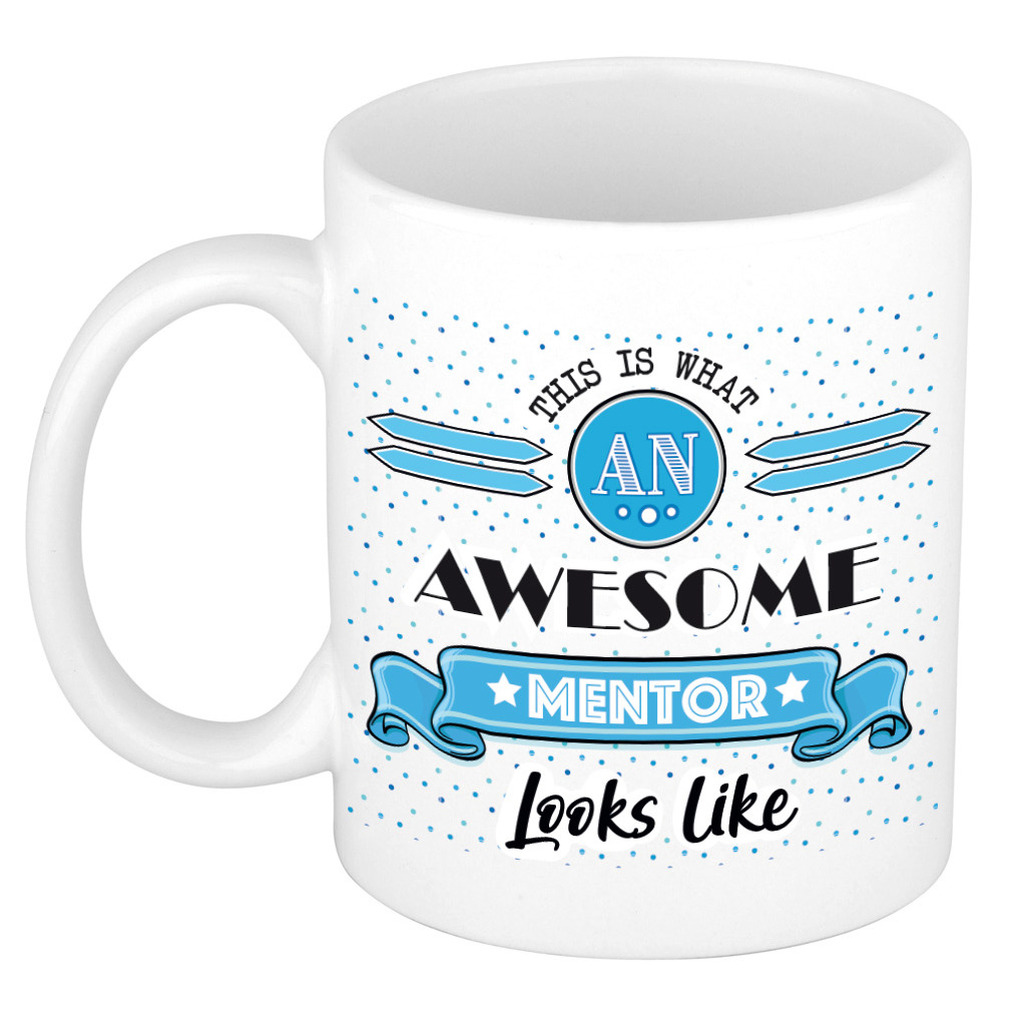Cadeau koffiemok voor een geweldige mentor - blauw - keramiek - 300 ml -