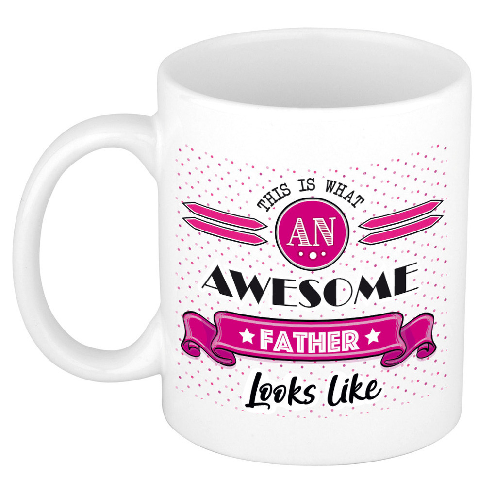Cadeau koffiemok voor een geweldige vader - roze - keramiek - 300 ml - vader dag -