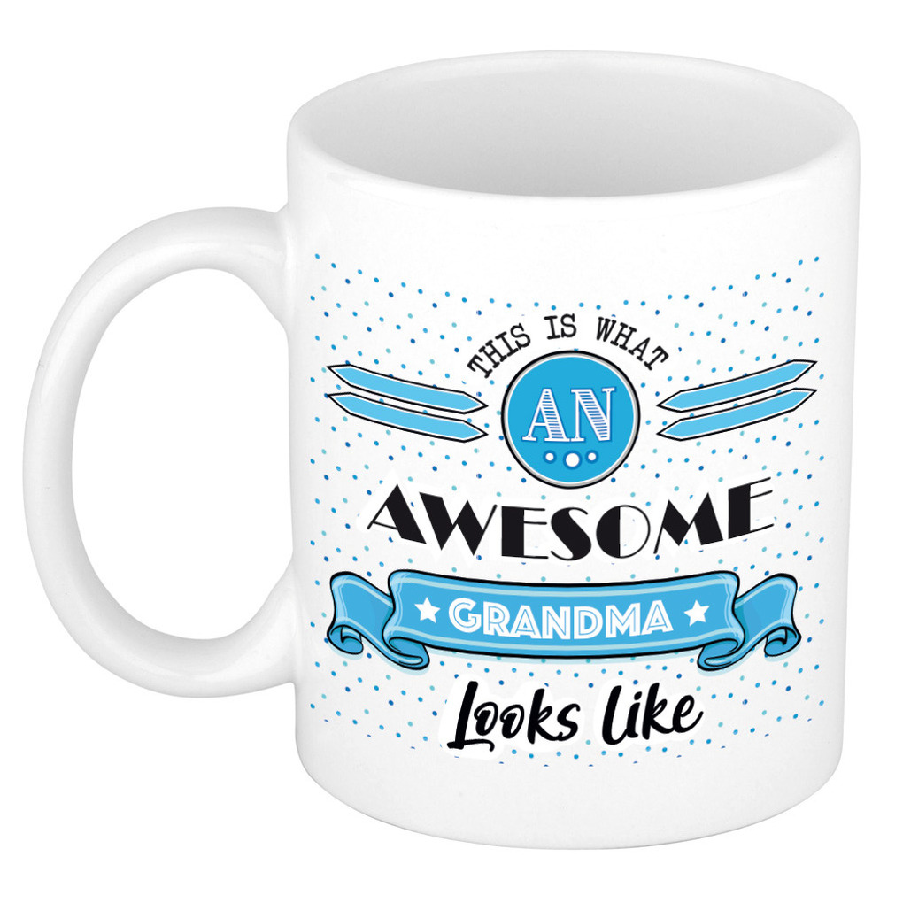 Cadeau koffiemok voor een geweldige oma - blauw - keramiek - 300 ml -