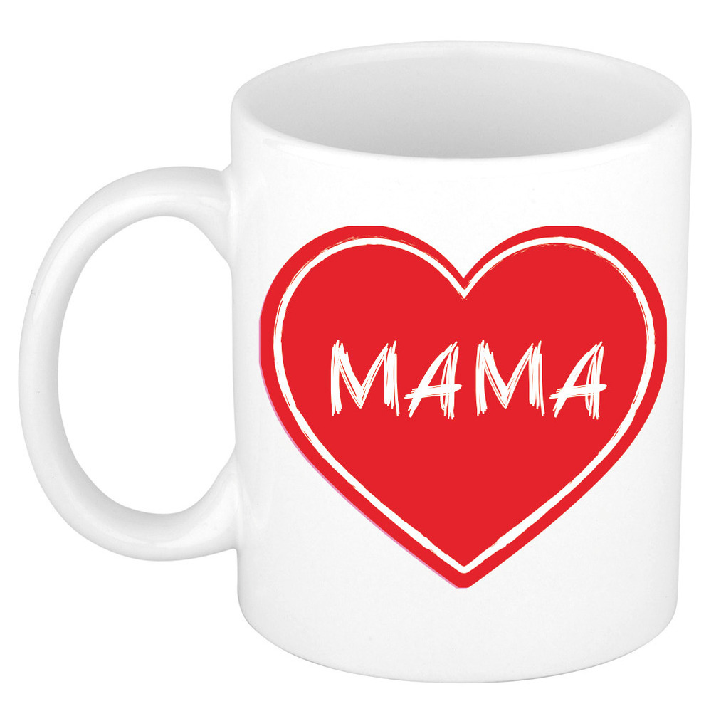 Liefste mama verjaardag cadeau mok - rood hartje - 300 ml - keramiek - Moederdag -