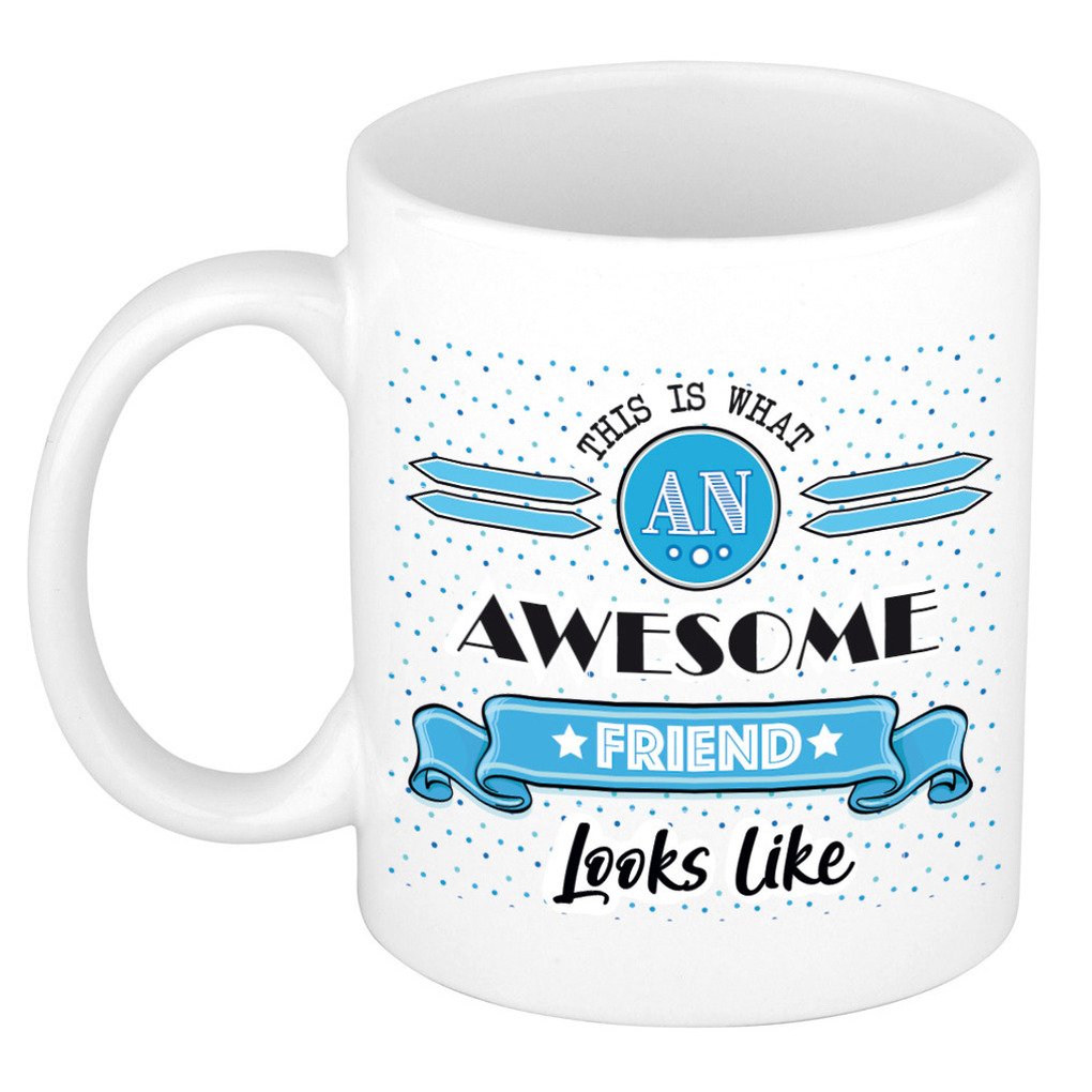 Cadeau koffiemok voor een geweldige vriend - blauw - keramiek - 300 ml -
