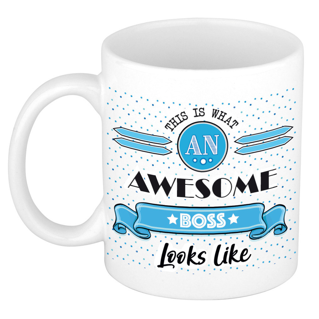 Cadeau koffiemok voor een geweldige baas - blauw - keramiek - 300 ml -