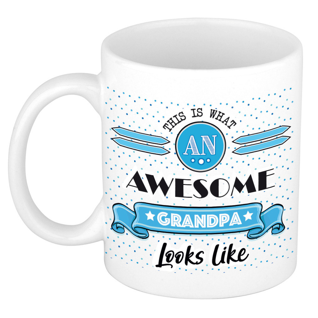 Cadeau koffiemok voor een geweldige opa - blauw - keramiek - 300 ml -
