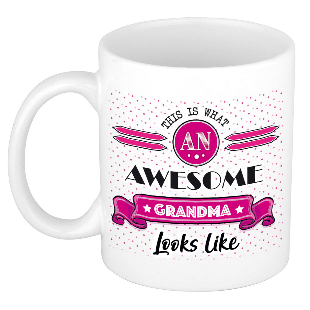 Cadeau koffiemok voor een geweldige oma - roze - keramiek - 300 ml -