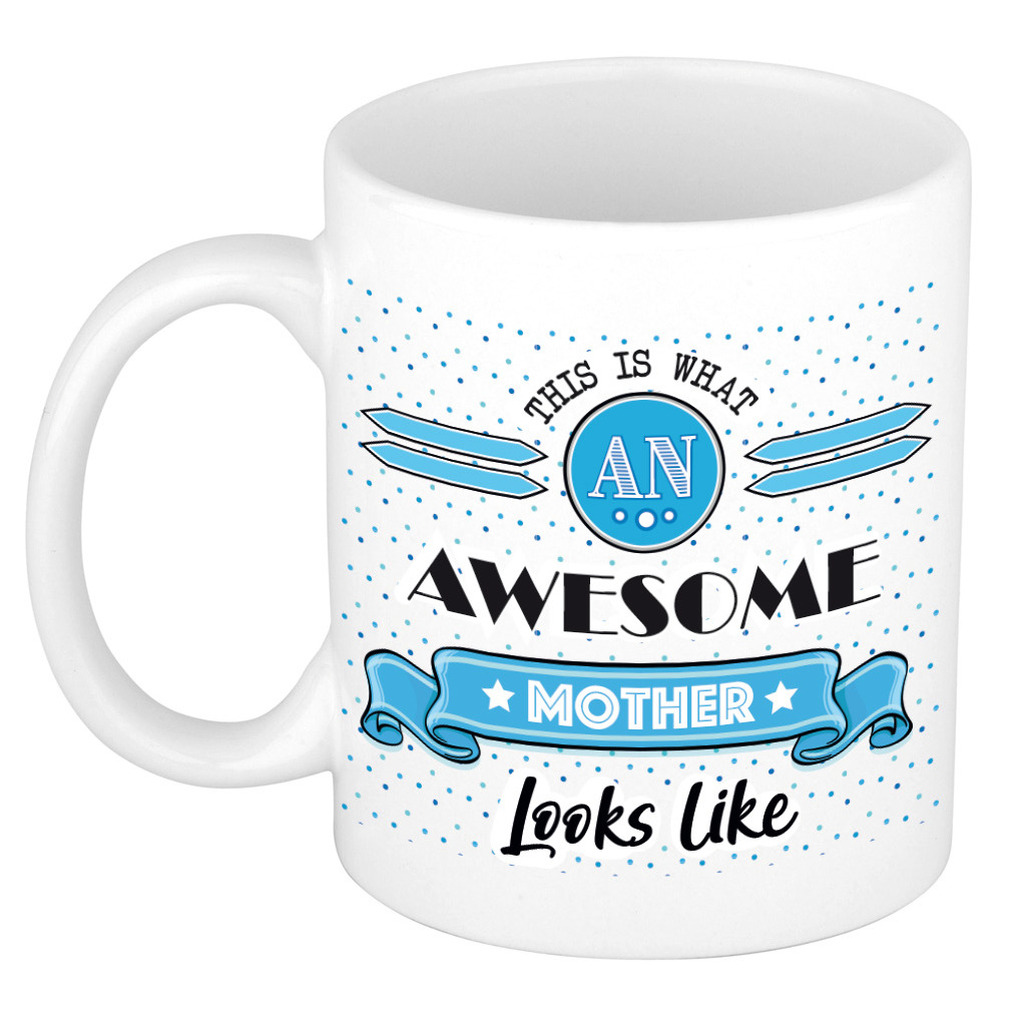 Cadeau koffiemok voor een geweldige moeder - blauw - keramiek - 300 ml - moederdag -