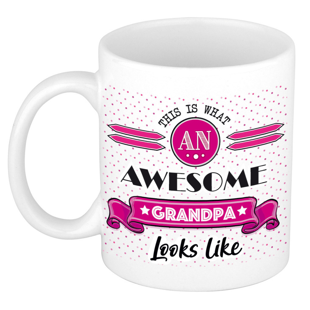 Cadeau koffiemok voor een geweldige opa - roze - keramiek - 300 ml -