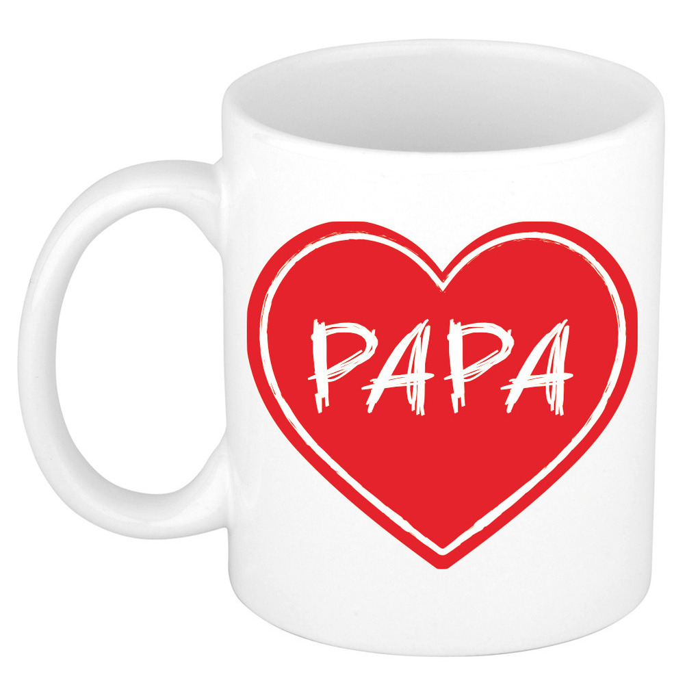 Liefste papa verjaardag cadeau mok - rood hartje - 300 ml - keramiek - Vaderdag -