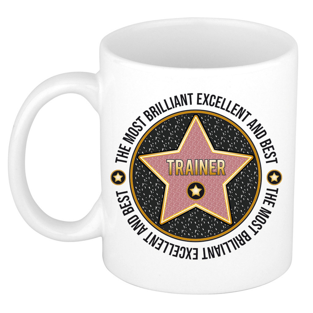 Cadeau koffiemok voor de beste trainer - walk of fame - keramiek - 300 ml -