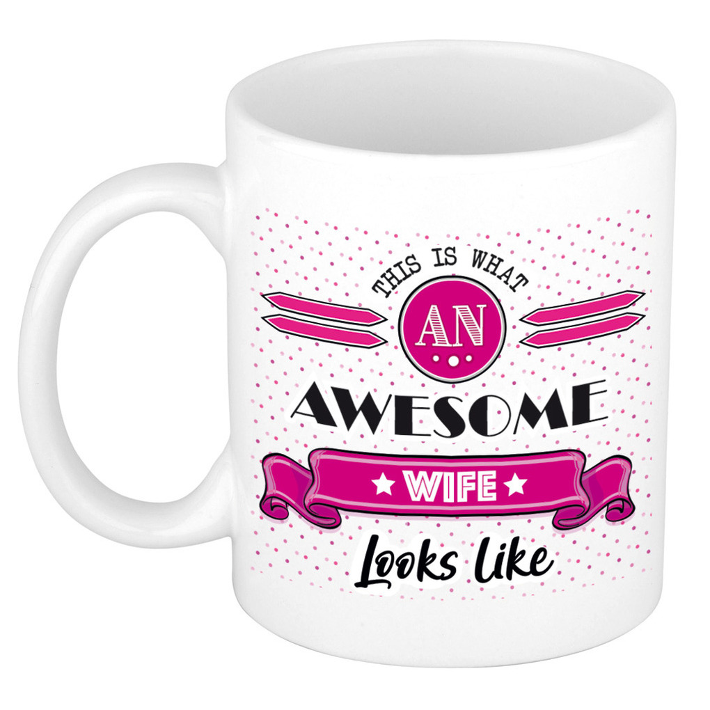 Cadeau koffiemok voor een geweldige vrouw - roze - keramiek - 300 ml -