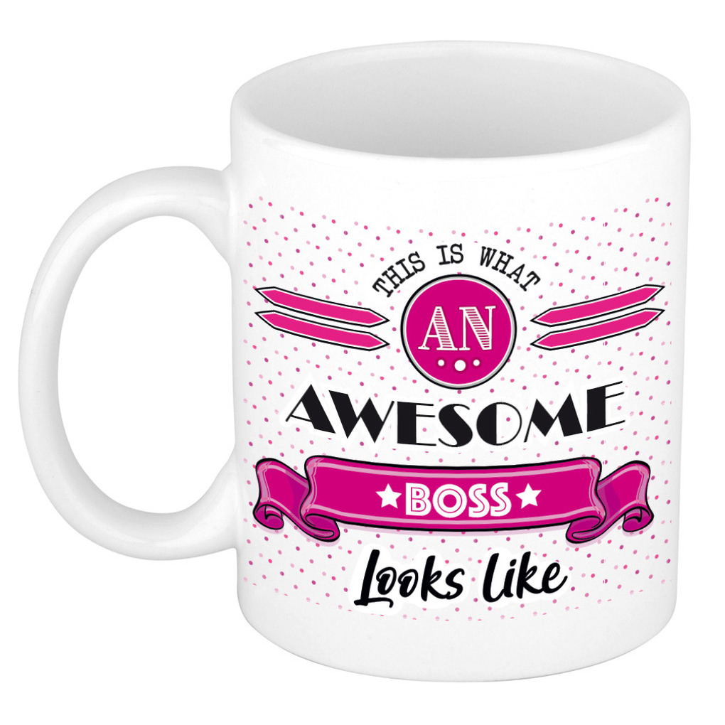 Cadeau koffiemok voor een geweldige baas - roze - keramiek - 300 ml -