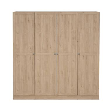 Kledingkast Lynn 4-deurs - eikenkleur - 200x196x62 cm - Leen Bakker