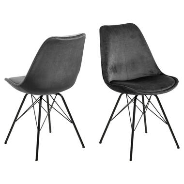 Eetkamerstoel Bonn (2 stuks) - velvet - donkergrijs - Leen Bakker