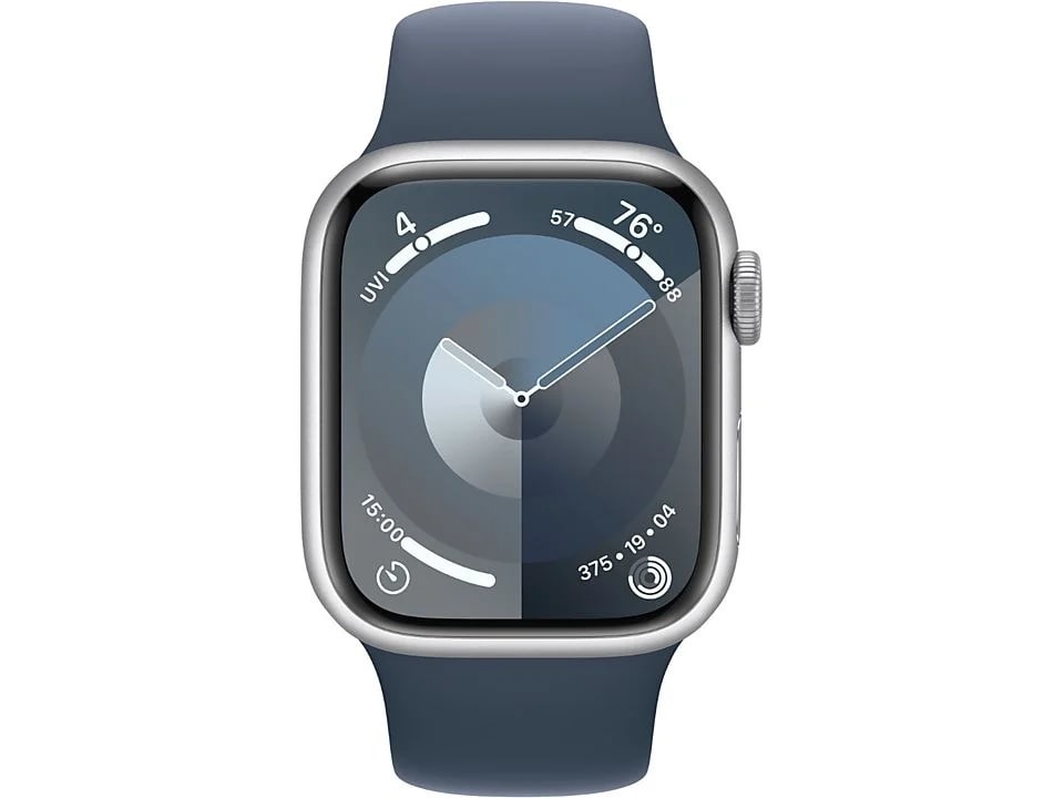 Apple Watch Series 9 41mm Zilver Aluminium Sportband M/L Smartwatch Blauw
