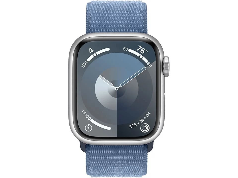 Apple Watch Series 9 41mm Zilver Aluminium Sport Loop Smartwatch Blauw