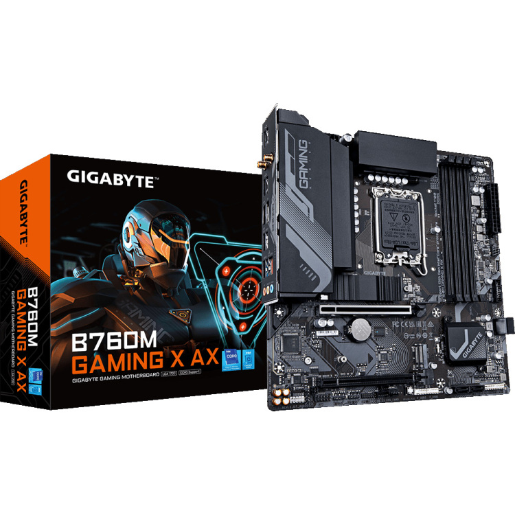 GIGABYTE B760M GAMING X AX moederbord RAID, 2.5 Gb-LAN, WLAN 6E, BT, Sound, µATX