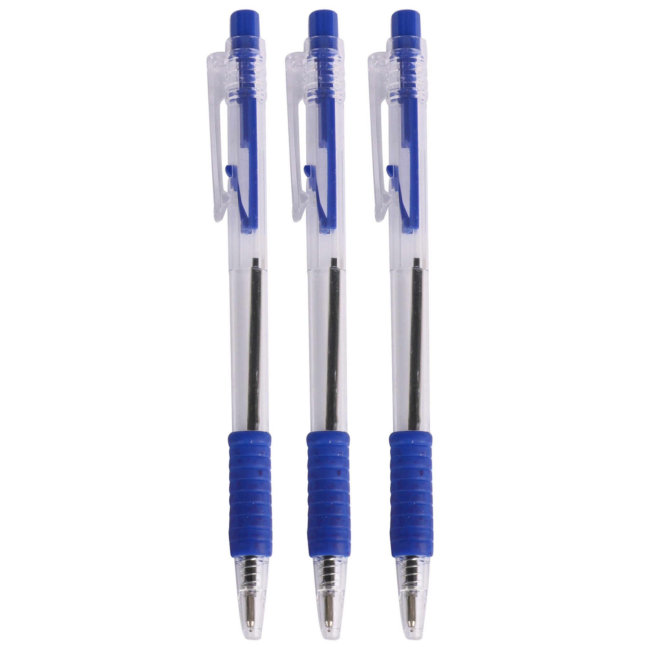 Balpennen - 8x stuks - blauw - softgrip - kliksysteem -