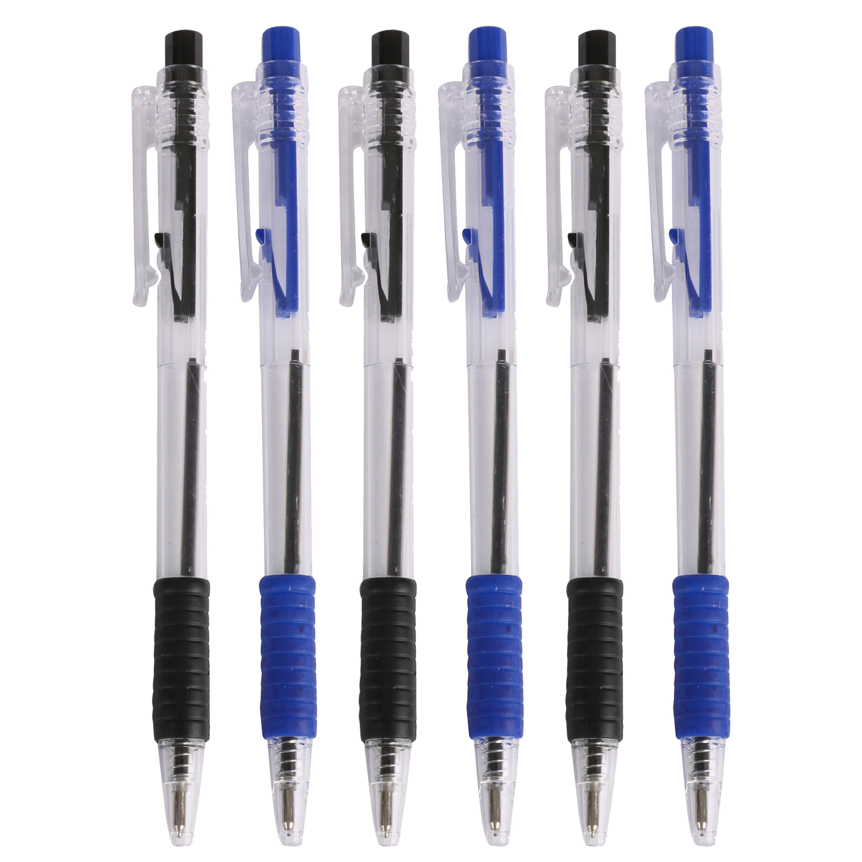Balpennen - 16x stuks - blauw - zwart - softgrip - kliksysteem -