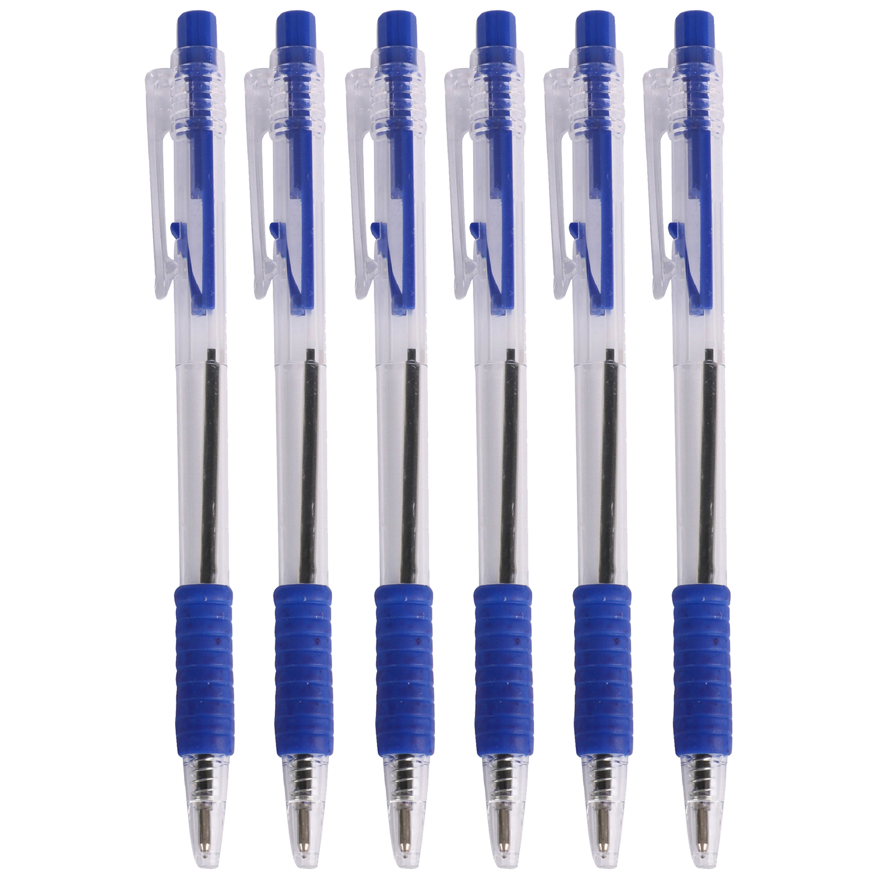 Balpennen - 24x stuks - blauw - softgrip - kliksysteem -