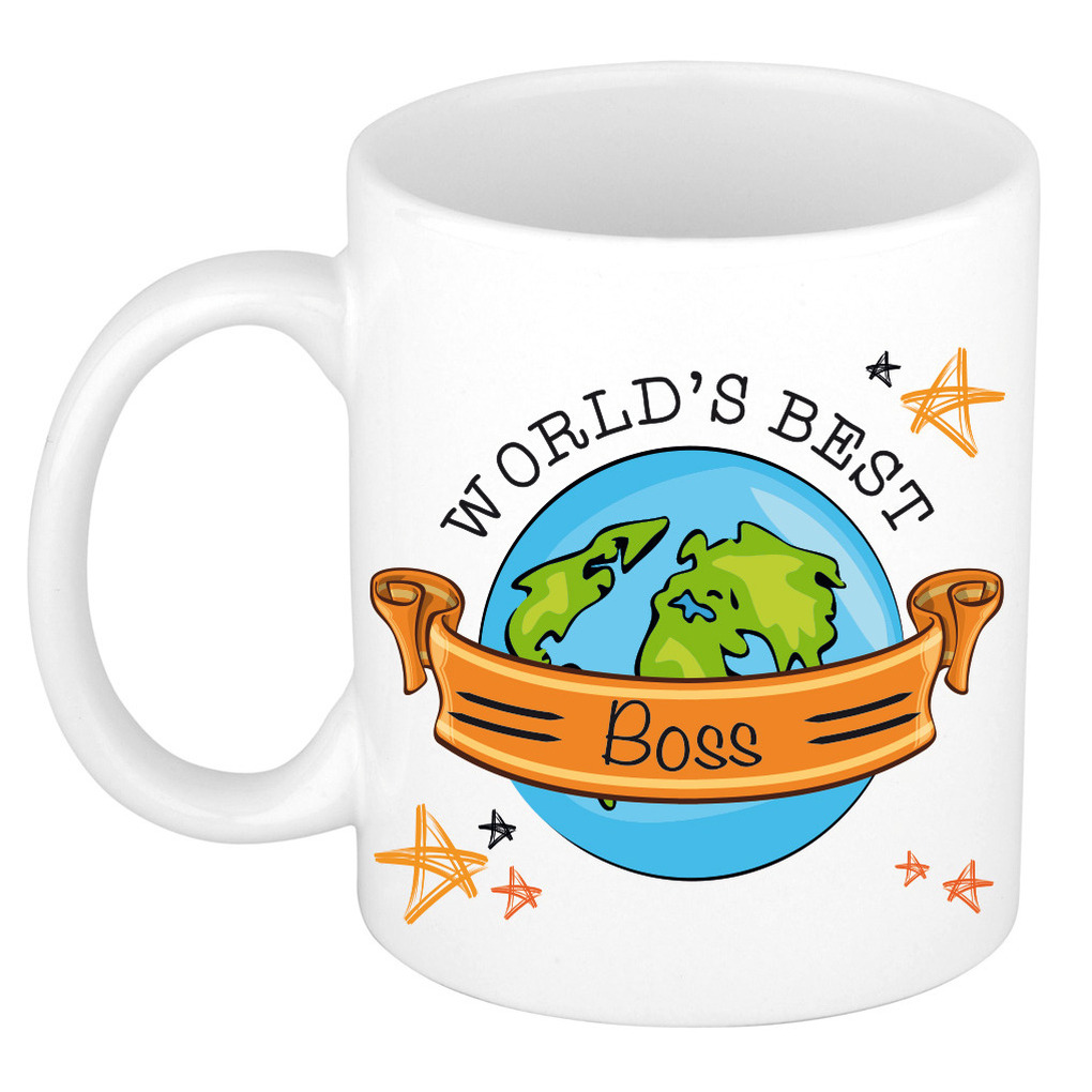Cadeau koffie/thee mok voor baas - beste baas - oranje - 300 ml -