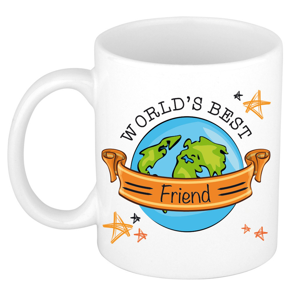 Cadeau koffie/thee mok voor vriend of vriendin - beste vriend - oranje - 300 ml -