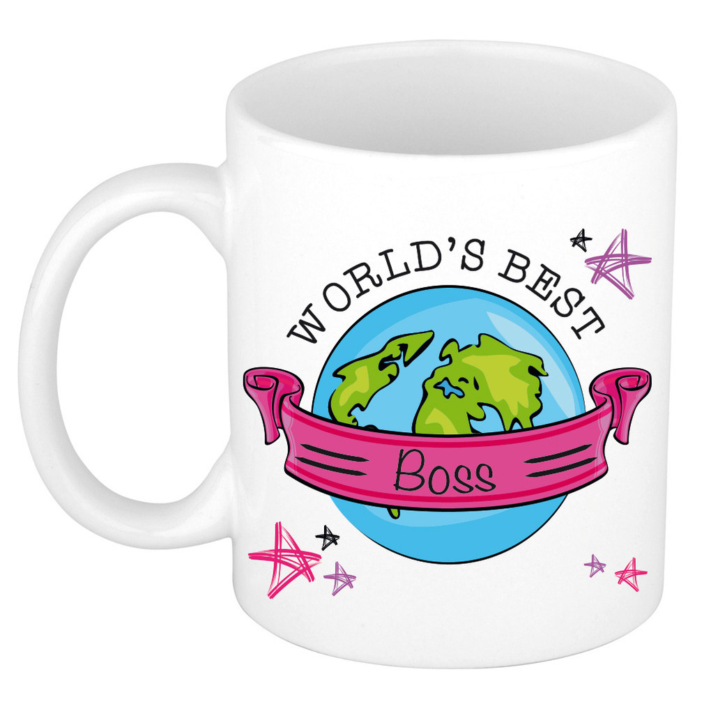 Cadeau koffie/thee mok voor baas - beste baas - roze - 300 ml -