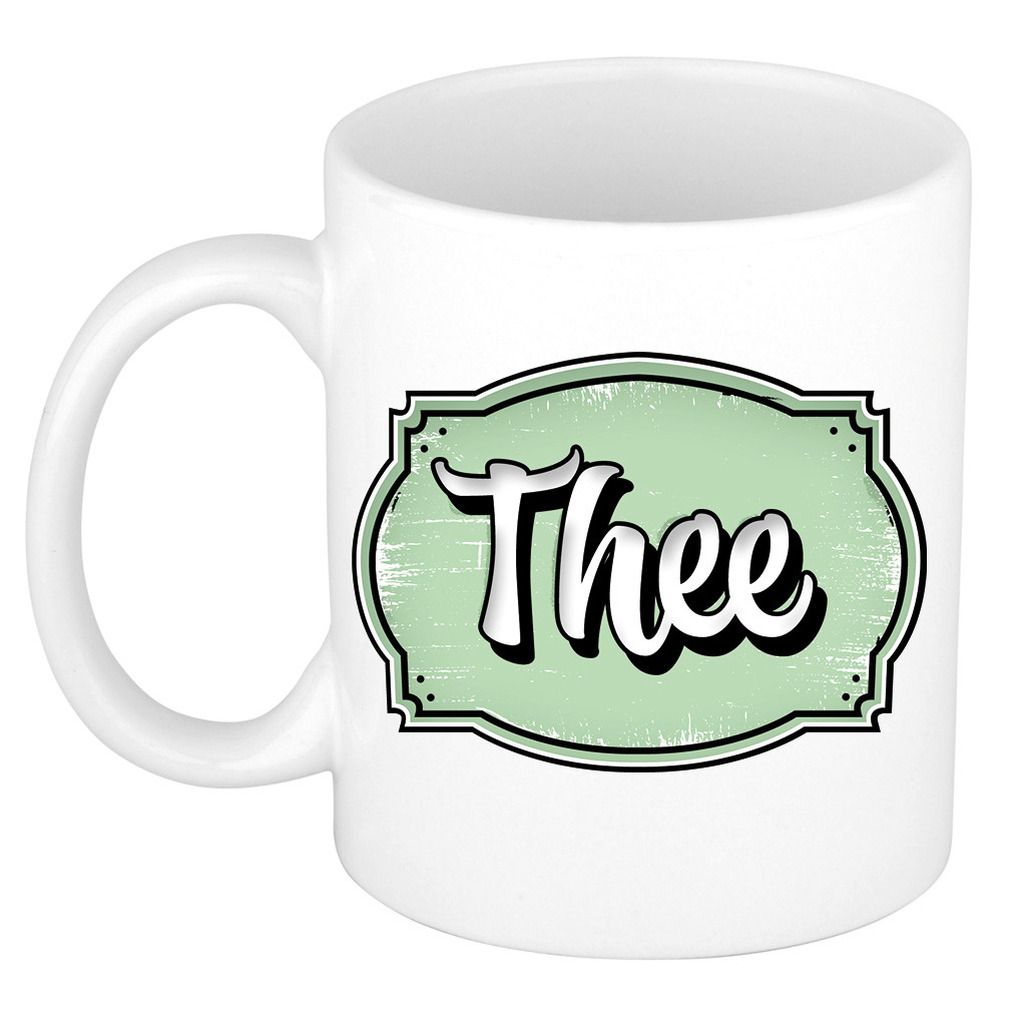 Cadeau thee mok voor collega - kantoor humor - thee - groen - 300 ml -