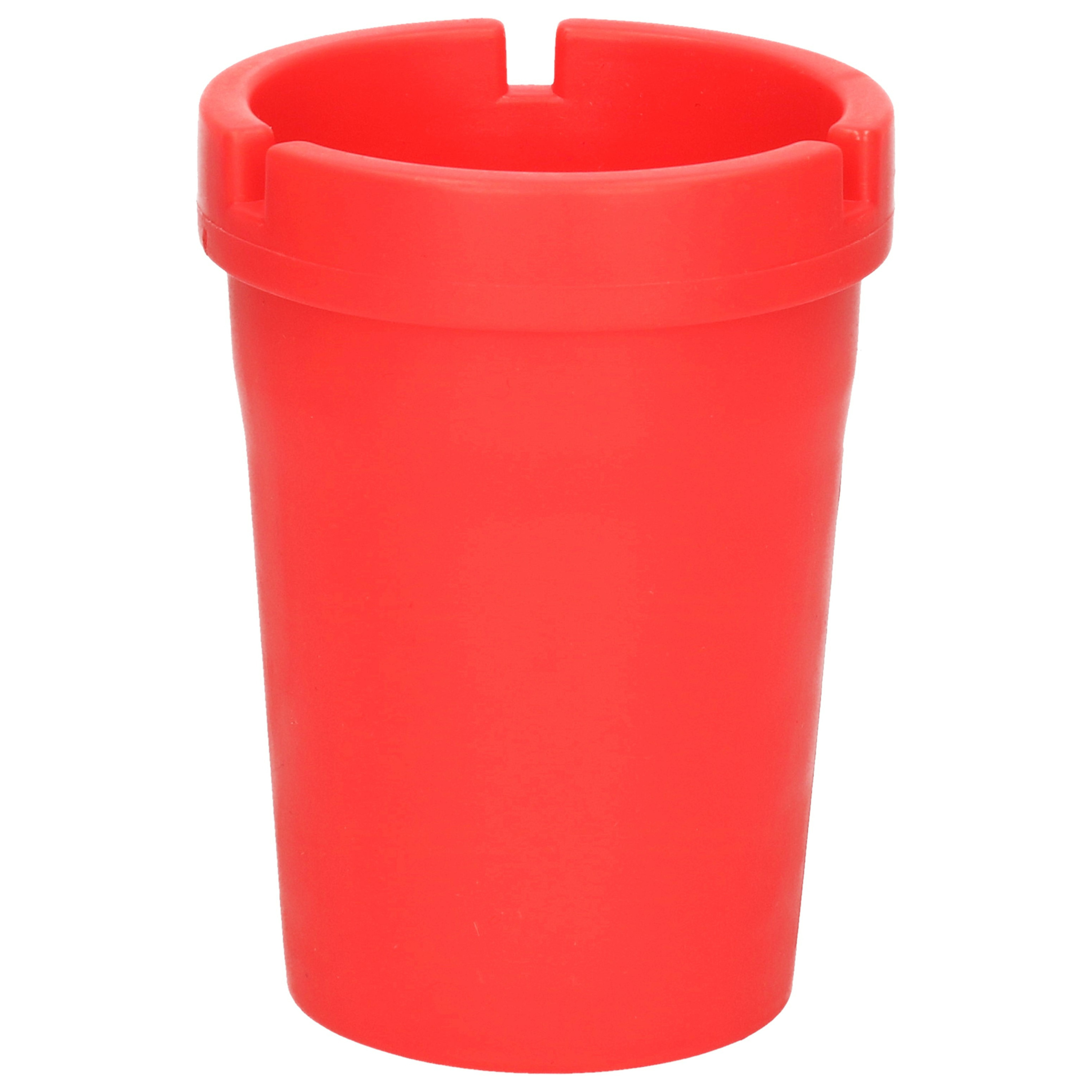 Auto/strand/tuin asbak met deksel - kunststof - rood - 11 x 8 cm -