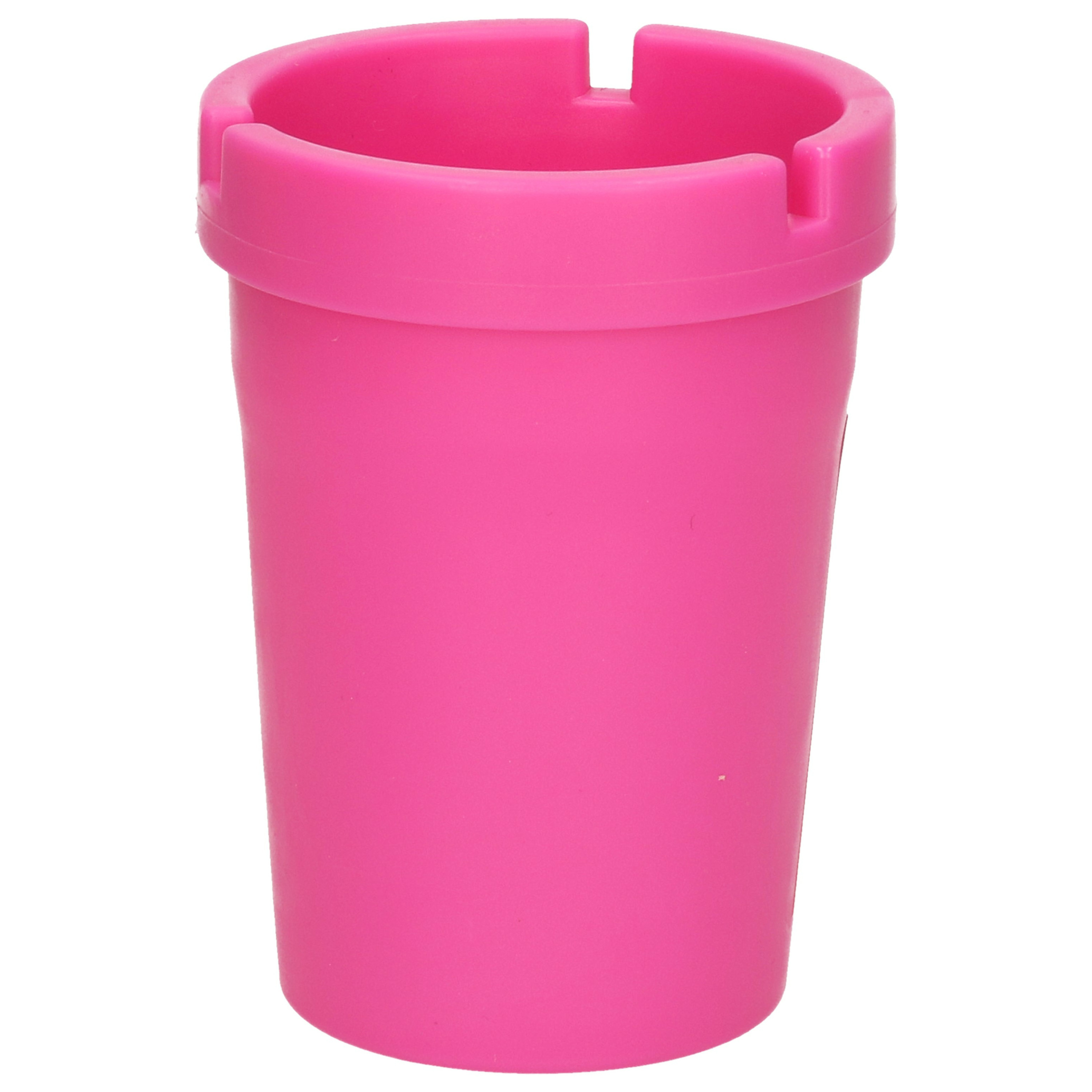 Auto/strand/tuin asbak met deksel - kunststof - roze - 11 x 8 cm -