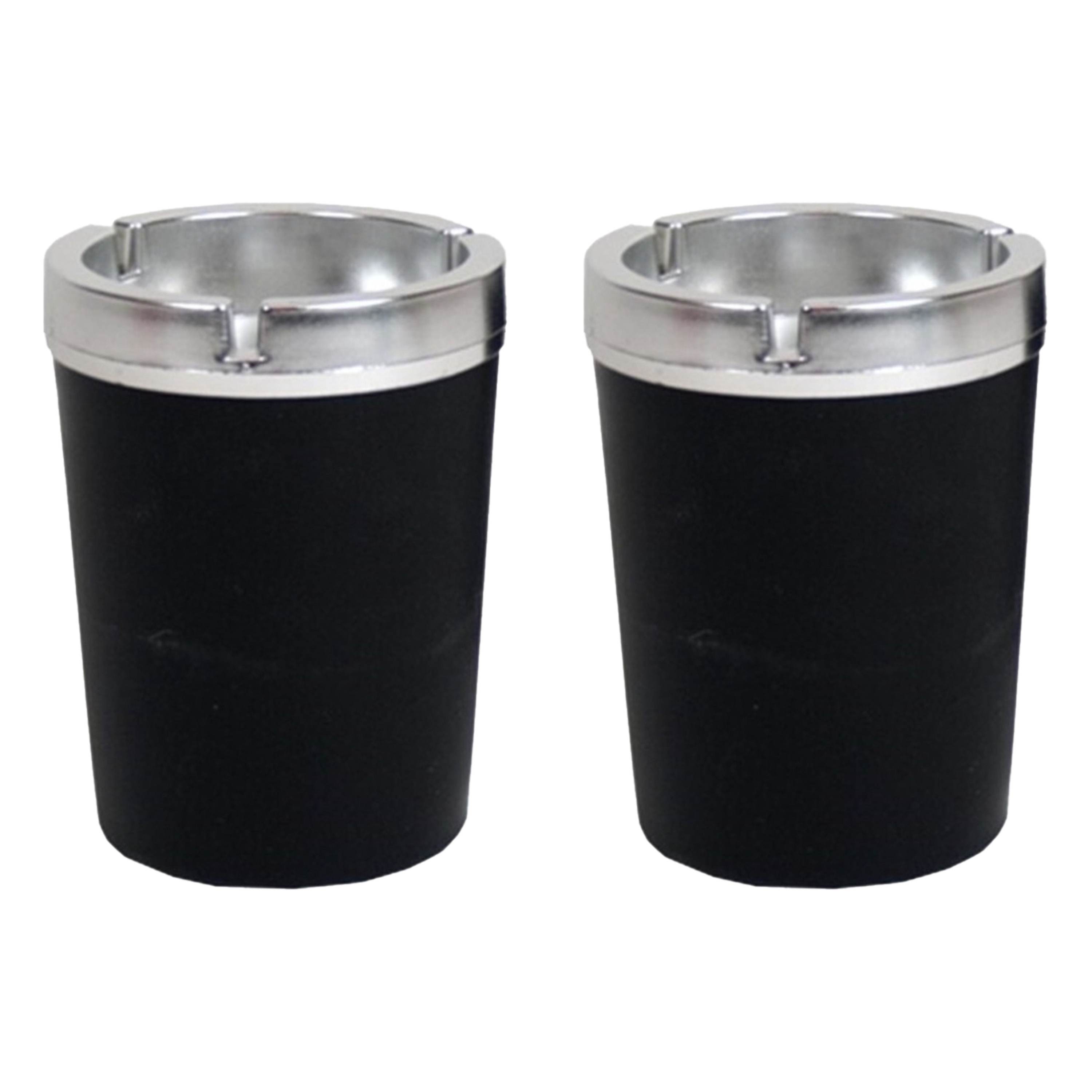Auto/strand/tuin asbak met deksel - 2x -kunststof - zwart - 13 x 10 cm -