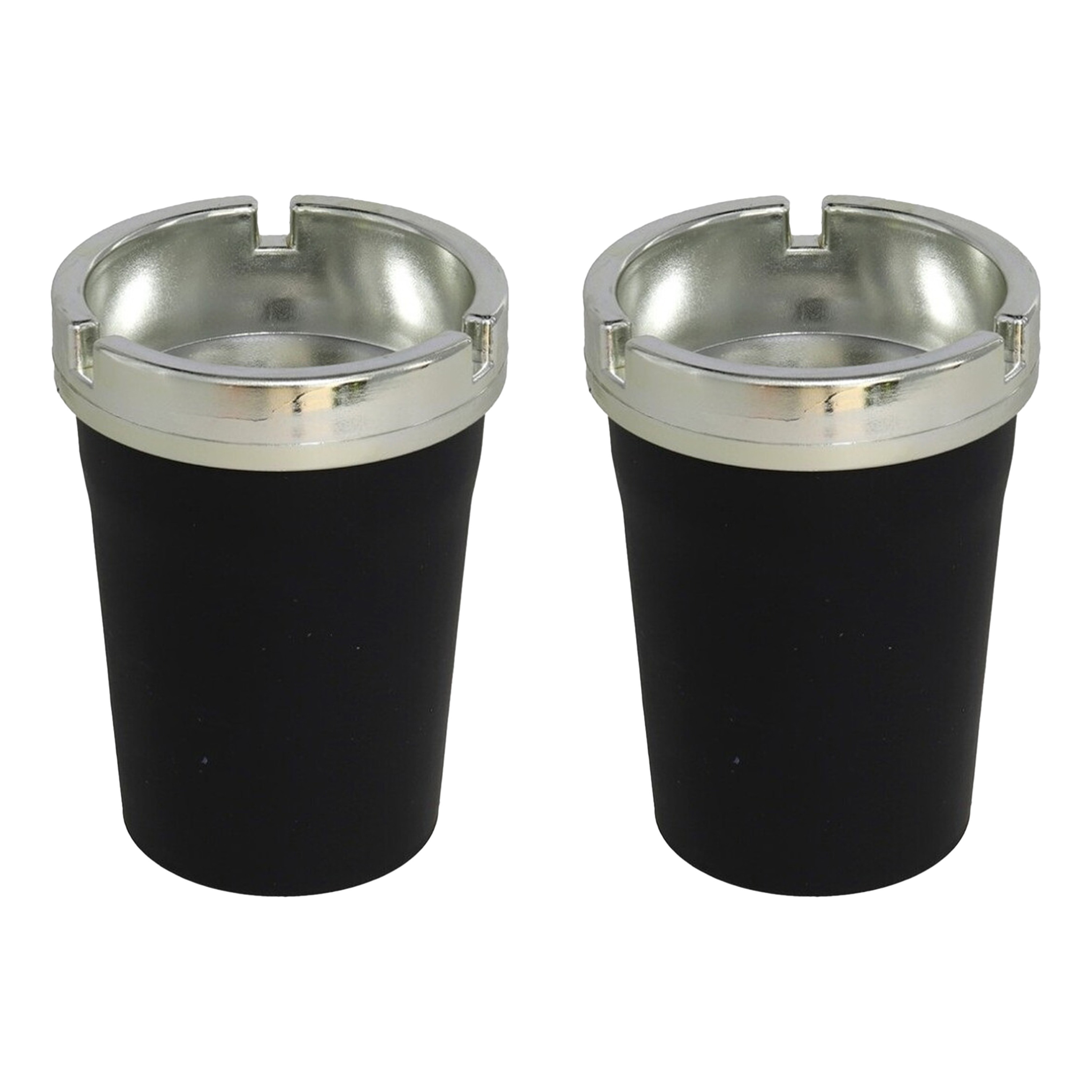 Auto/strand/tuin asbak met deksel - 2x -kunststof - zwart - 11 x 8 cm -