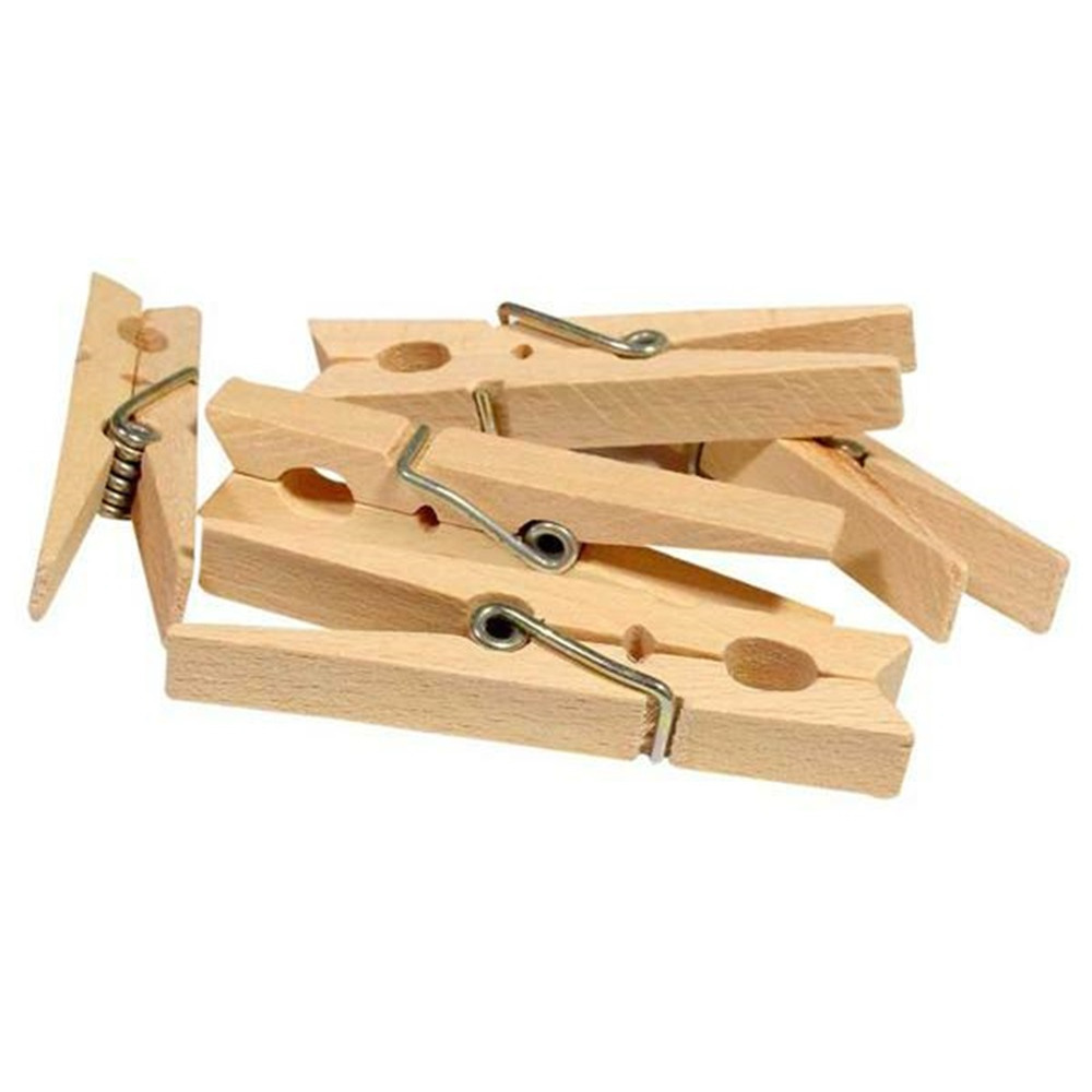 Wasknijpers bamboe hout - 48x stuks - basic size 7 cm - was ophangen -