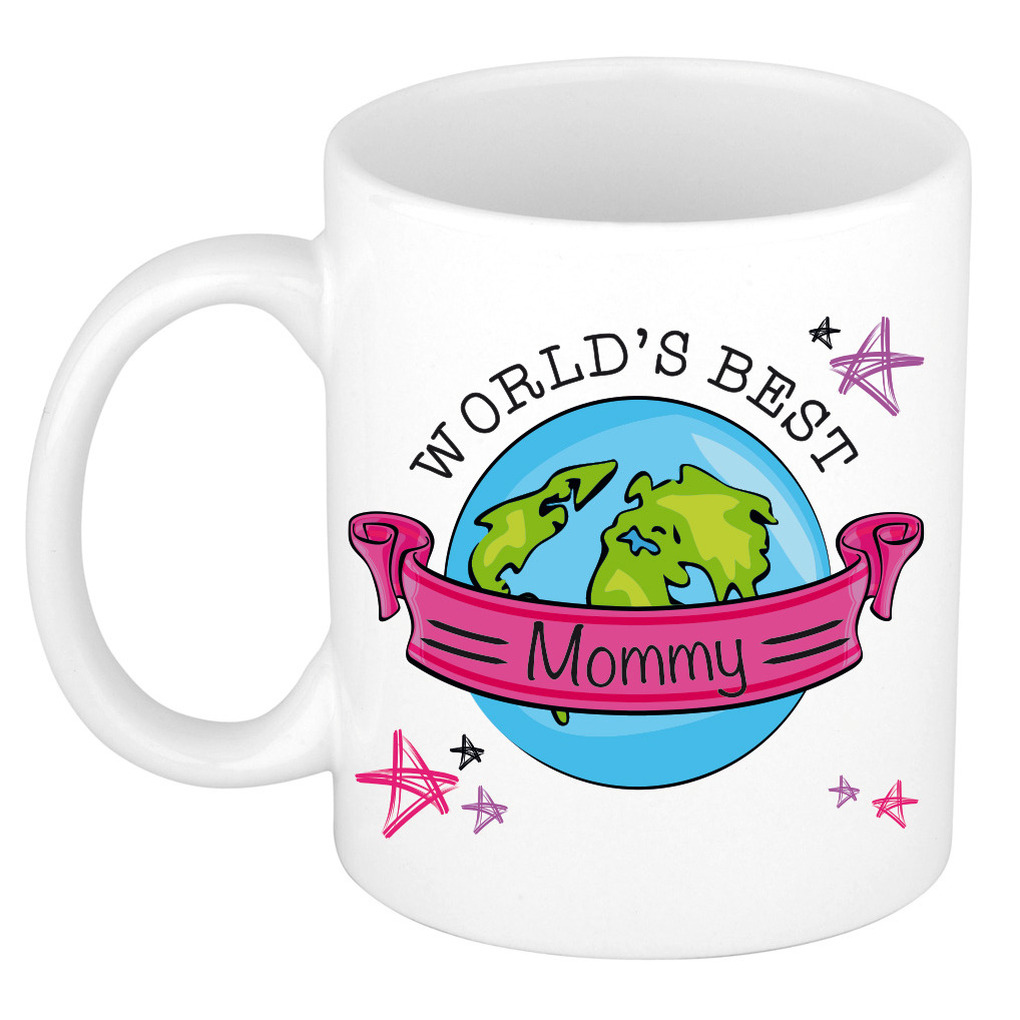 Cadeau koffie/thee mok voor mama - beste mama - roze - 300 ml - moederdag -