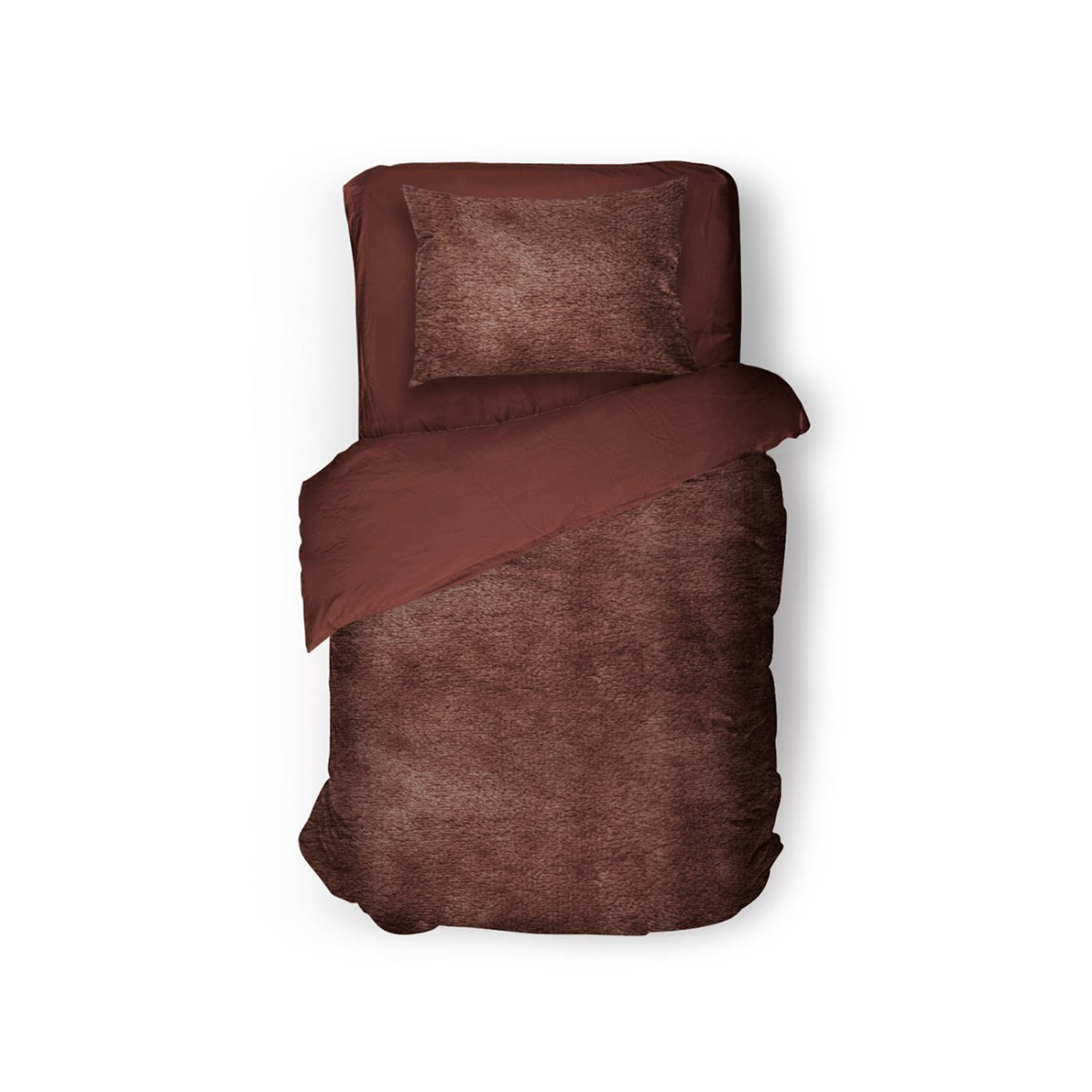 Eleganzzz Dekbedovertrek Flanel Fleece - roze bruin 140x200/220cm