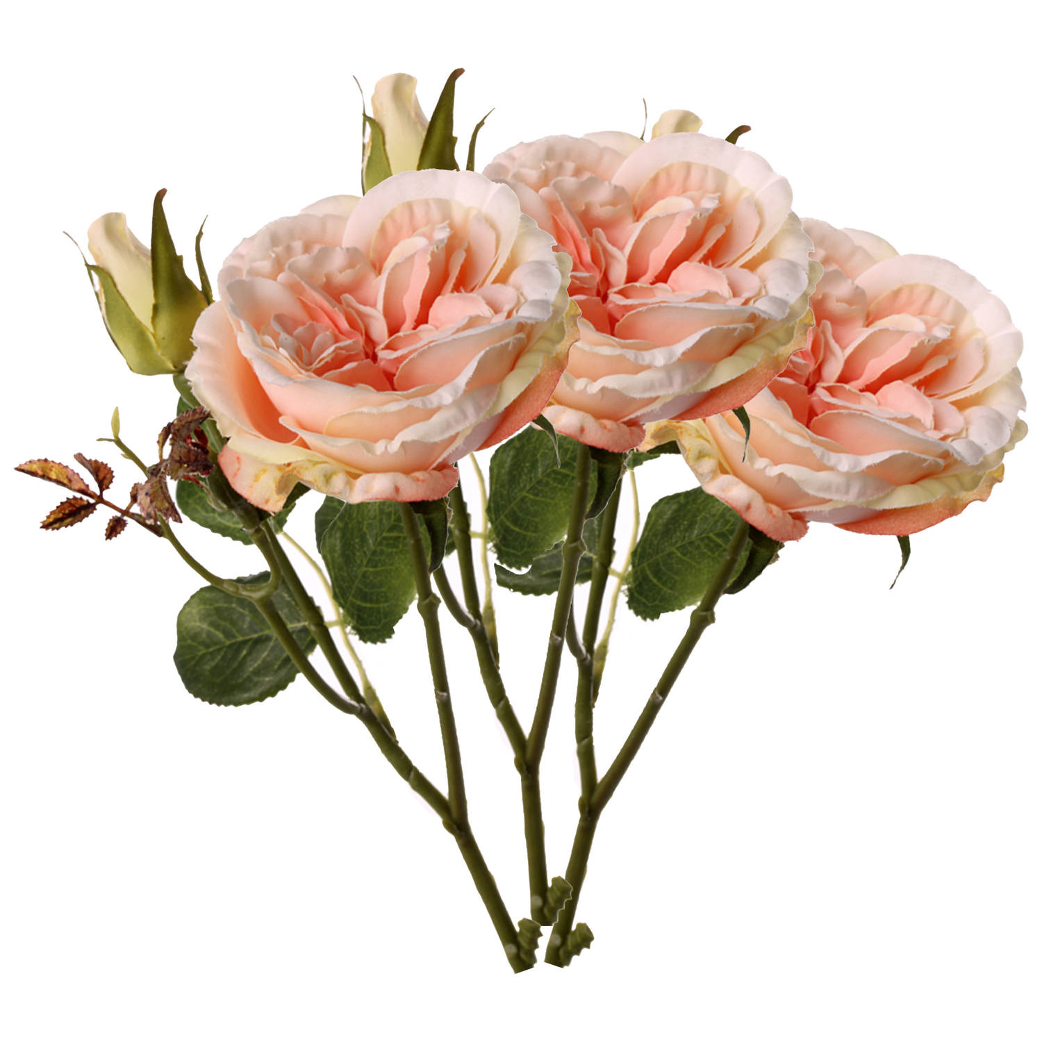 Top Art Kunstbloem roos Little Joy - 3x - roze - 38 cm - kunststof steel - decoratie bloemen - Kunstbloemen