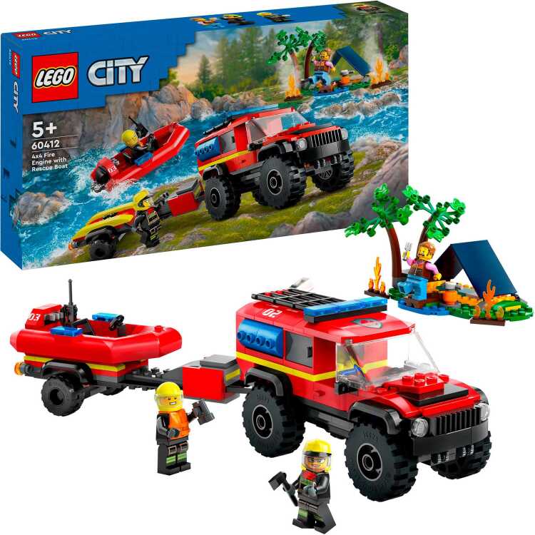 LEGO City - 4x4 brandweerauto met reddingsboot constructiespeelgoed 60412