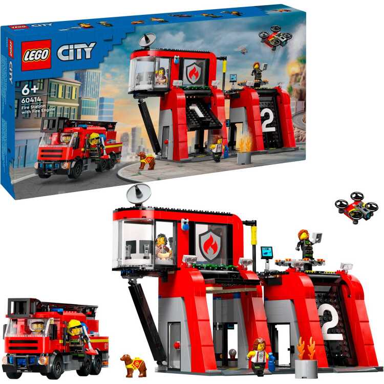 LEGO City - Brandweerkazerne en brandweerauto constructiespeelgoed 60414