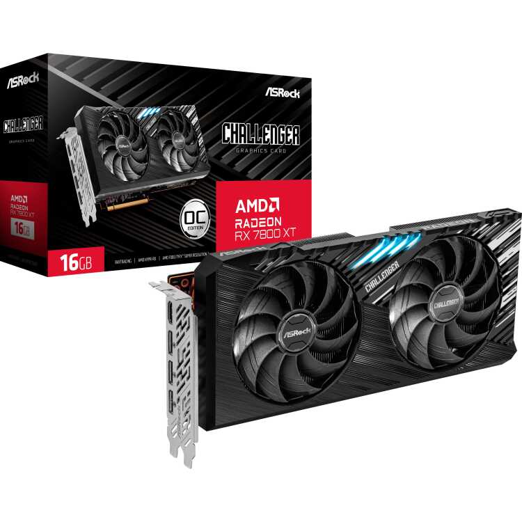 ASRock Radeon RX 7800 XT Challenger 16GB OC grafische kaart RDNA 3, GDDR6, 3x DisplayPort, 1x HDMI 2.1