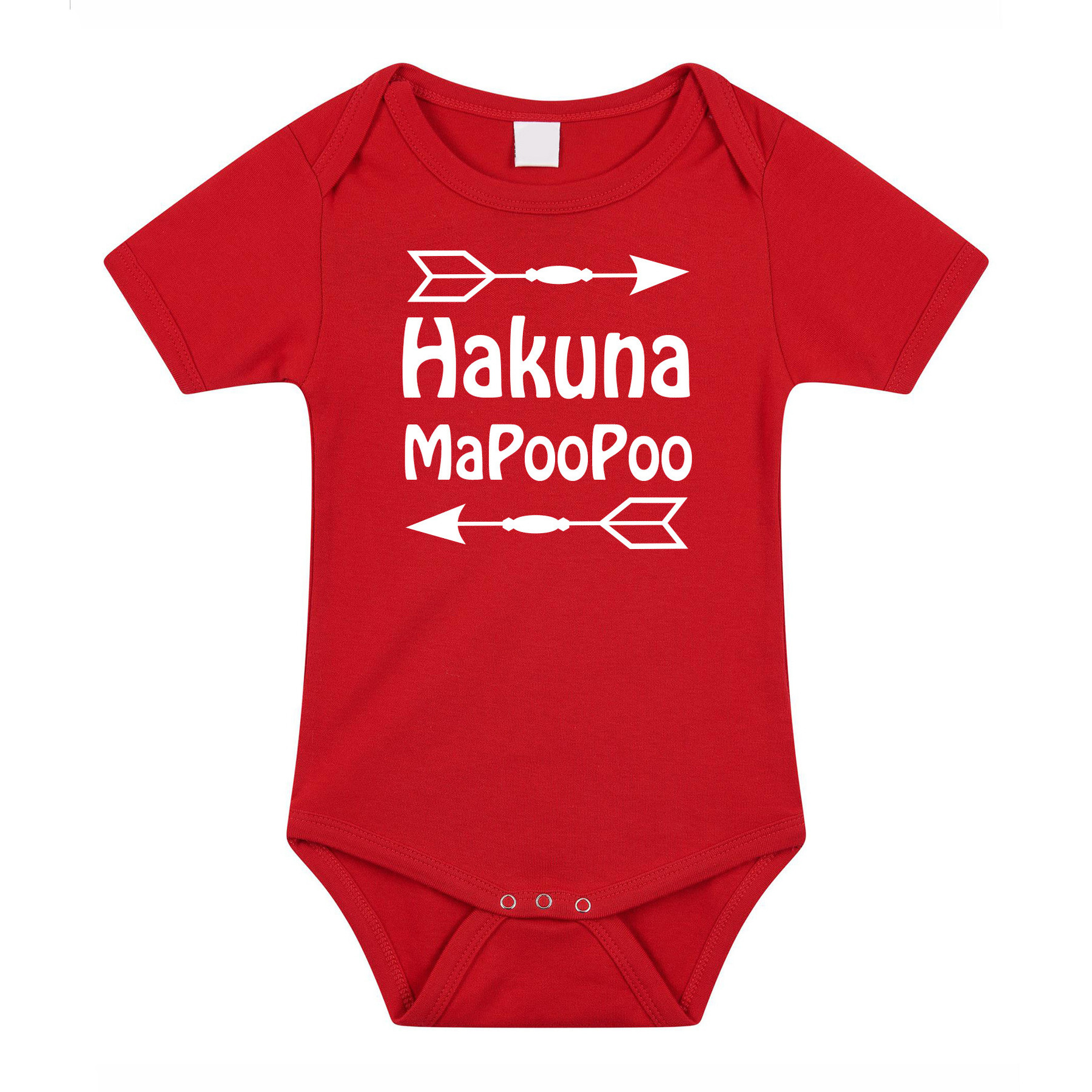 Baby rompertje - hakuna mapoopoo - rood - kraam cadeau - babyshower 92 (18-24 maanden) -