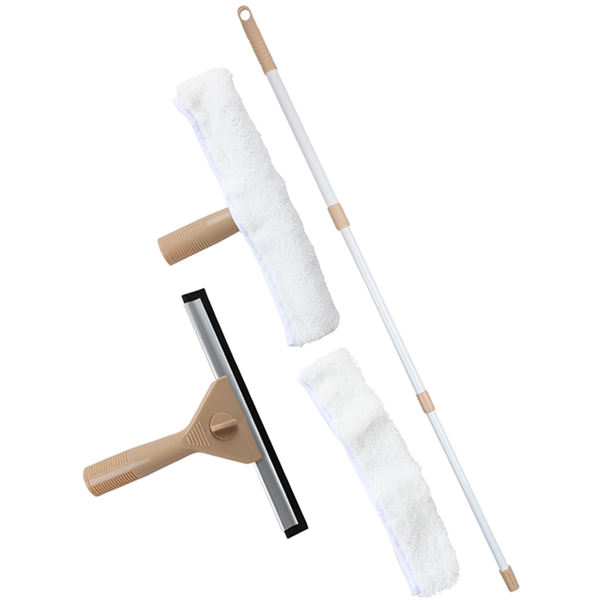 Raamwisser met telescoopsteel - 5-delig - 128 cm - beige - ramenwasser -